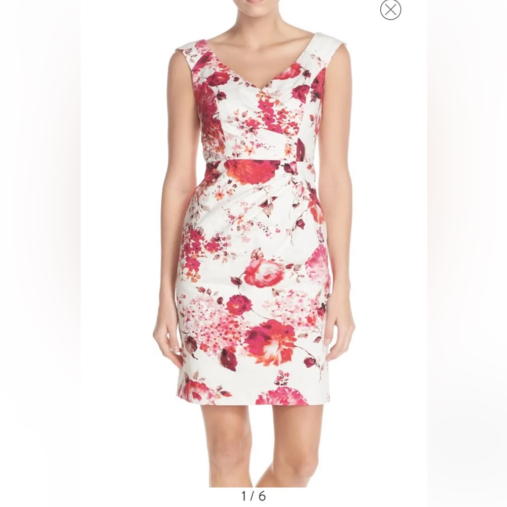 Adrianna Papell womans Floral Stretch Cotton Sheath Dress size 10